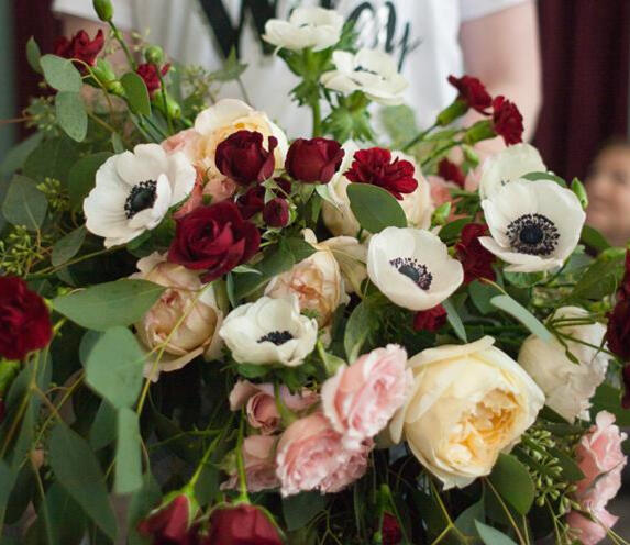 Epic blush and burgundy bridal bouquet