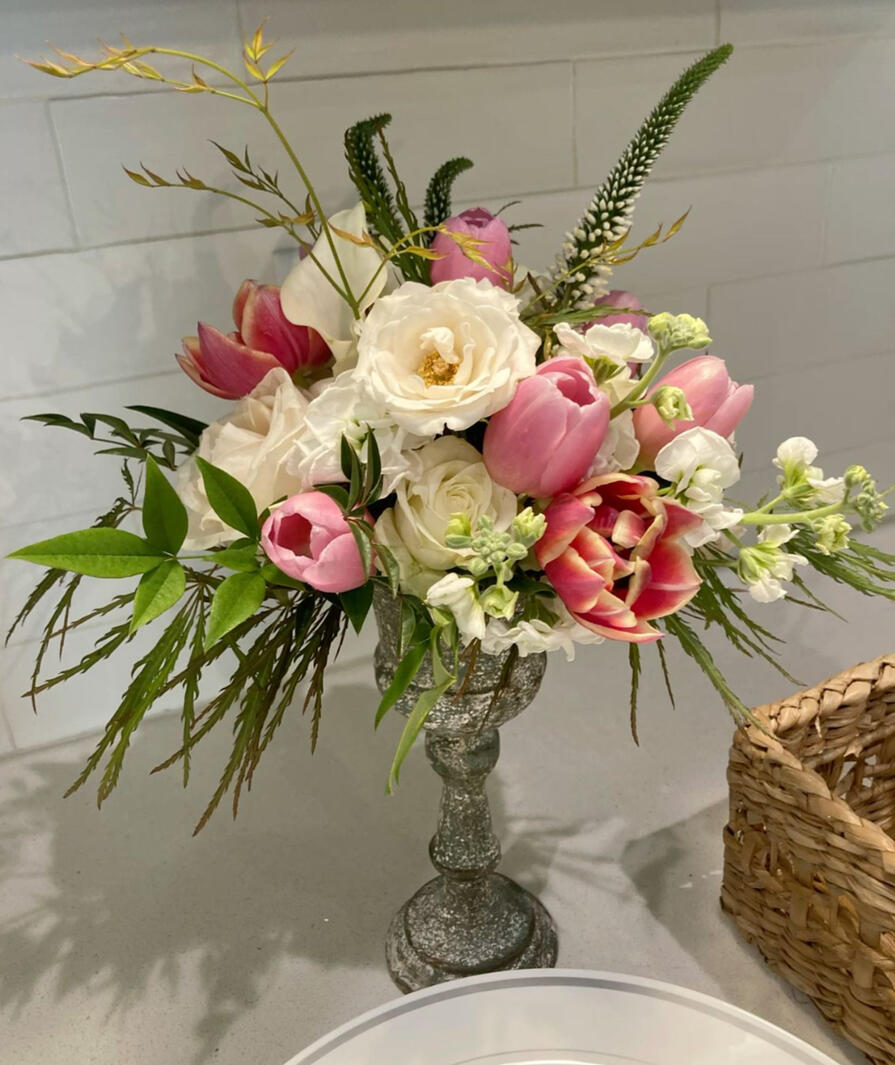 Bridal shower goblet arrangement