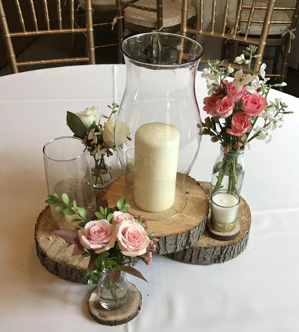 Rustic pink centerpiece