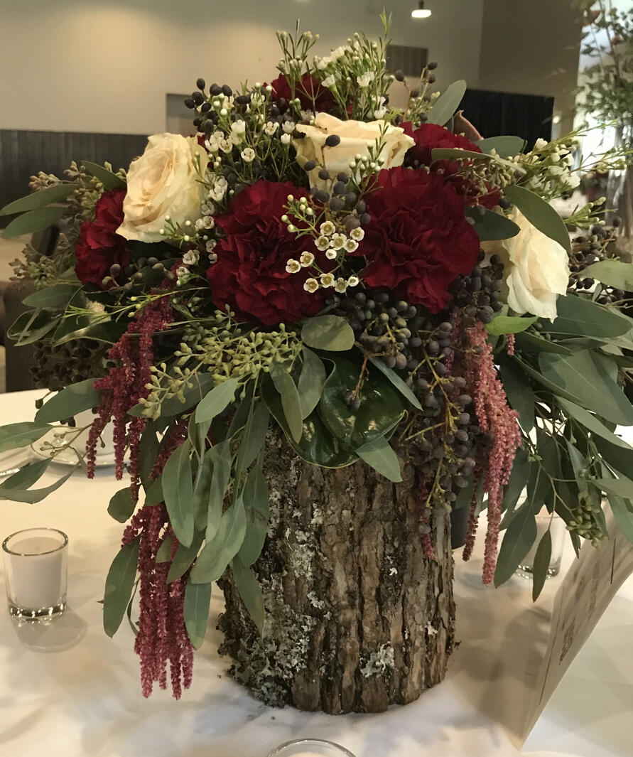 Fall woodland rustic banquet centerpiece